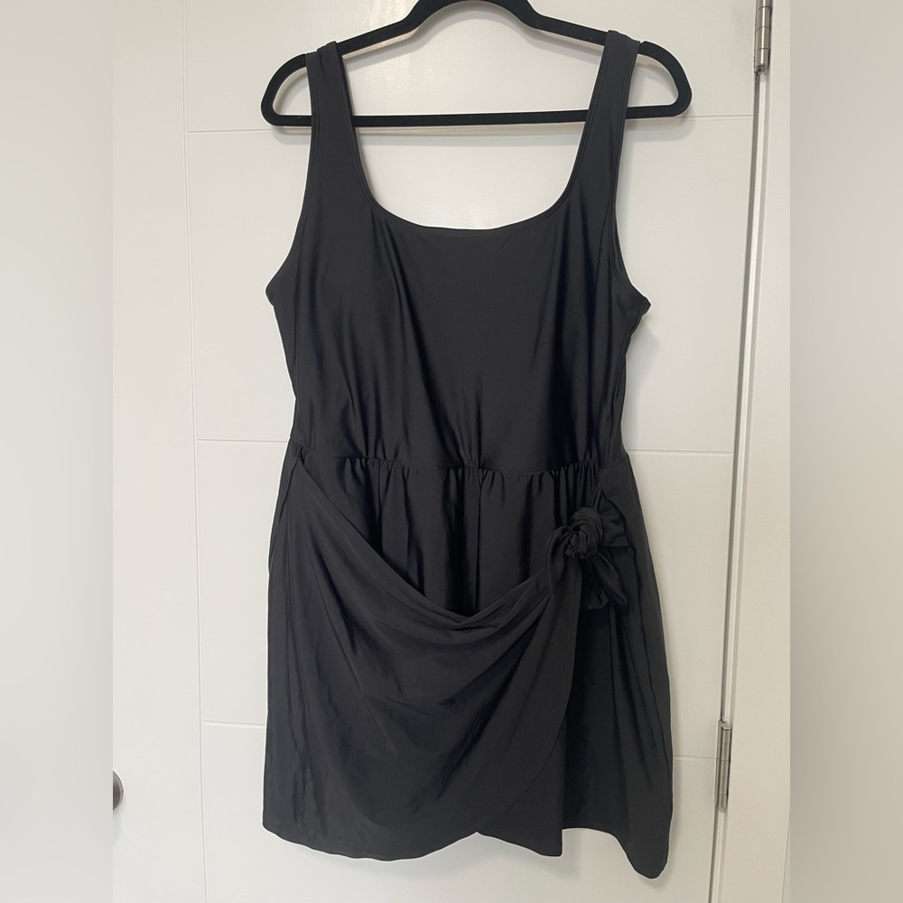 Old Navy Black One-Piece Swimdress with Side Knot